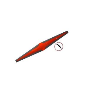 The Reach tool in red, featuring a double rubber blade on each side for efficient water removal and a curved design for adaptable stiffness.