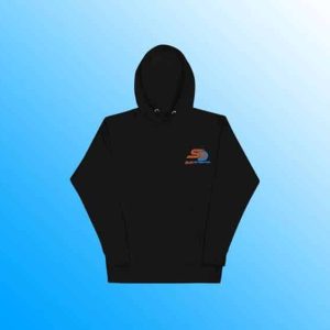 Black unisex hoodie featuring the Sun Distributing logo on the front, with a cozy hood and front pouch pocket.