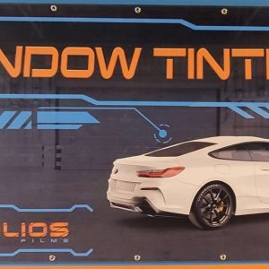 Helios Films Window Tinting Banner showcasing bold branding.