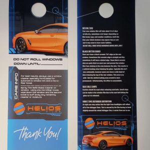 Helios Branded Mirror Hangers – stylish reminder for customers.
