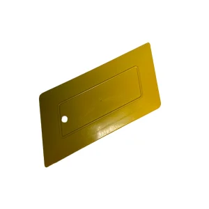 Diamond tip yellow squeegee with a rectangular shape, rounded edges, and a small hole for hanging, designed for vinyl wrapping and tinting.