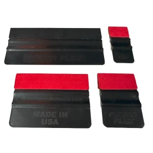 Black Fusion Flex Card for versatile squeegee applications, featuring integrated comfort grip and durable microsuede bumpers.