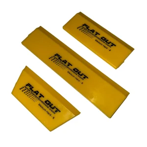Fusion Flat Out Squeegee group shot showing yellow 96 durometer blade for window film applications.