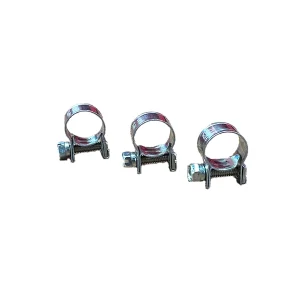 Three Stainless Steel Hose Clamps for 1/4-inch hose.