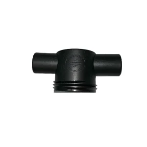 Black replacement top for the Tint Keg Inline Filter, featuring a T-shaped design with two side openings and a threaded bottom.